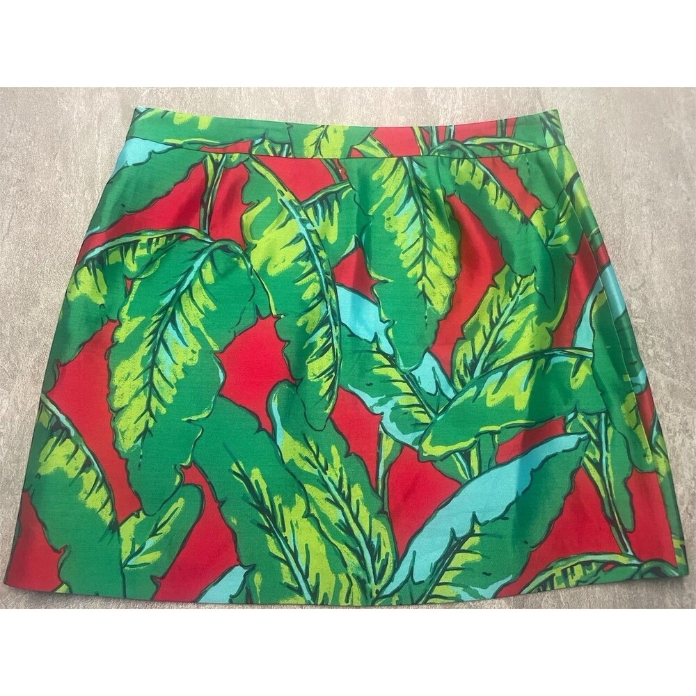 Vineyard Vines SZ 14 Silk Blend Skirt Cruisewear Vacation Beachy Tropical Leaf - Picture 4 of 5